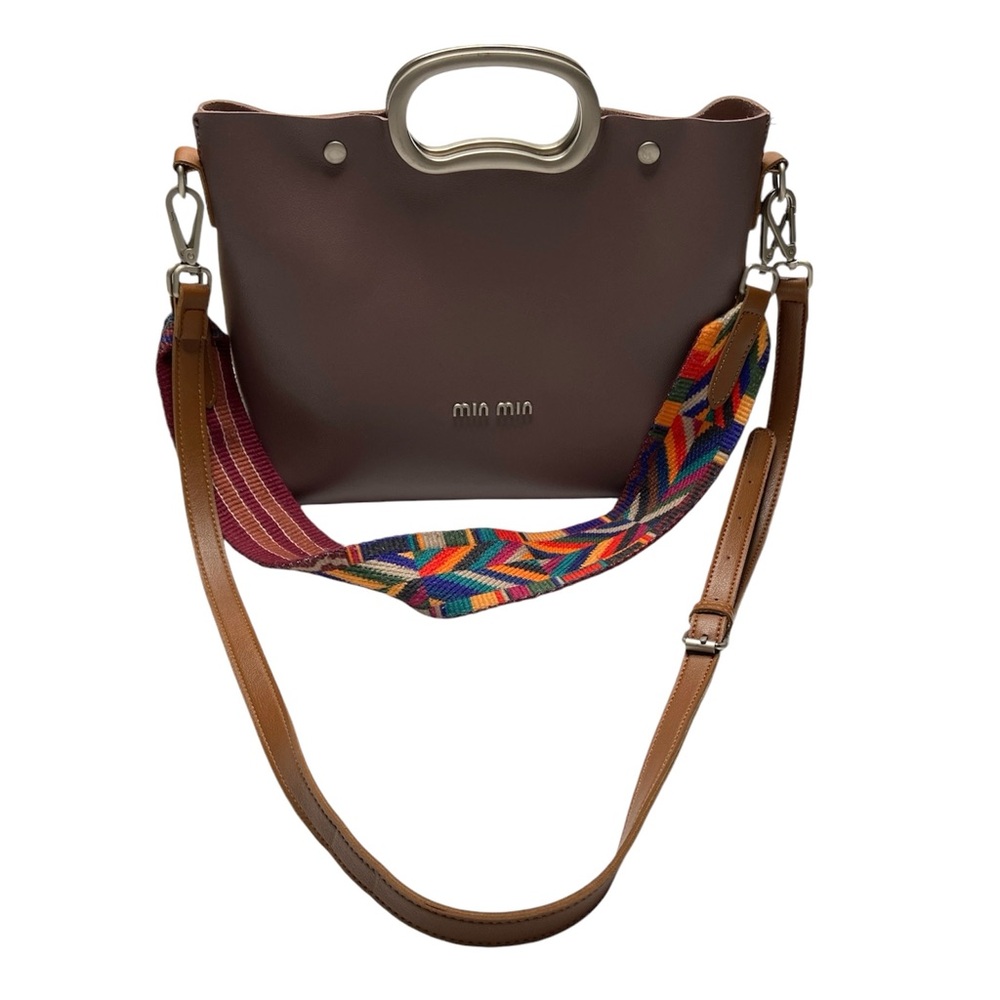 Min Min Faux Leather Top Handle Shoulder Bag